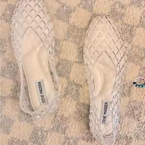 Steve Madden Clear Lattice Jelly Flats - Transparent/Cream Insole
